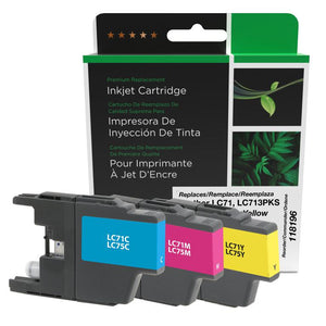 Cyan, Magenta, Yellow Ink Cartridges for Brother LC71 3-Pack