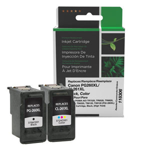 High Yield Black, Color Ink Cartridges for Canon PG-260XL/CL-261XL (3706C005) 2-Pack