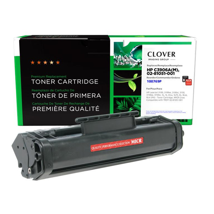 Clover Imaging Remanufactured MICR Toner Cartridge for HP C3906A, TROY 02-81051-001