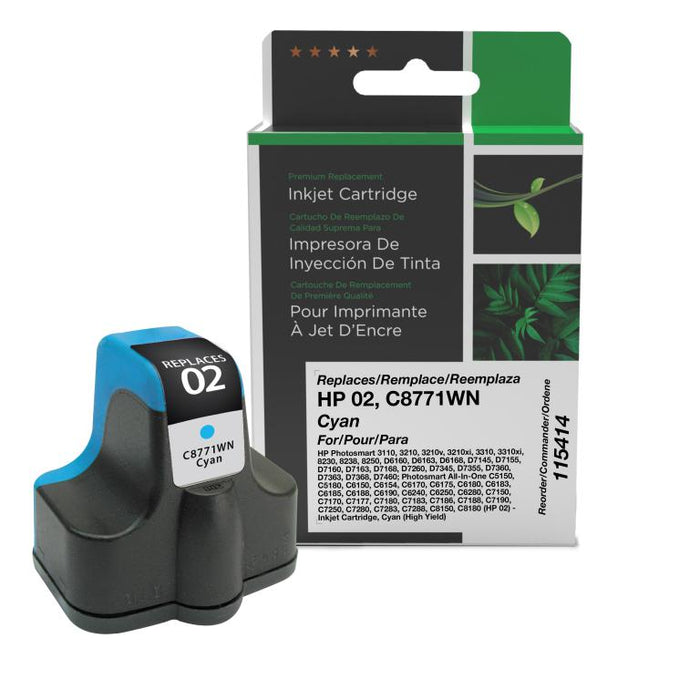 Clover Imaging Remanufactured High Yield Cyan Ink Cartridge for HP 02 (C8771WN)