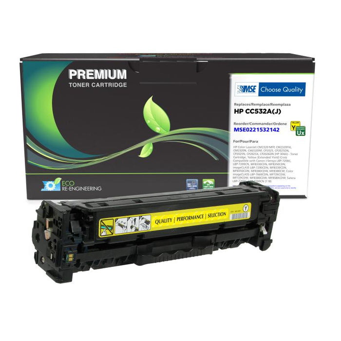 MSE Remanufactured Extended Yield Yellow Toner Cartridge for HP CC532A