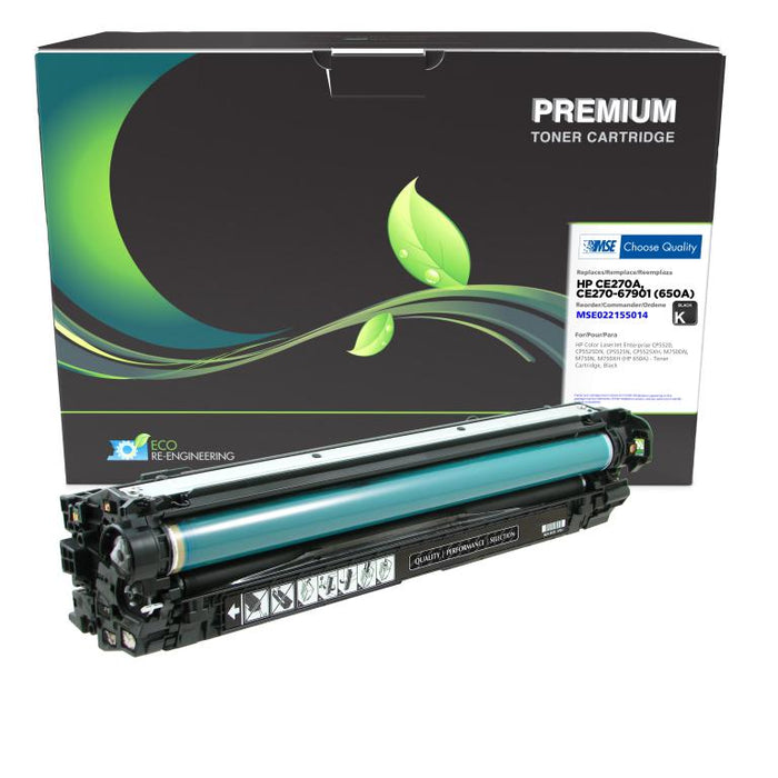 MSE Remanufactured Black Toner Cartridge for HP 650A (CE270A)