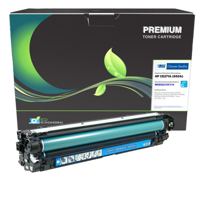 MSE Remanufactured Cyan Toner Cartridge for HP 650A (CE271A)