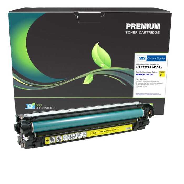 MSE Remanufactured Yellow Toner Cartridge for HP 650A (CE272A)
