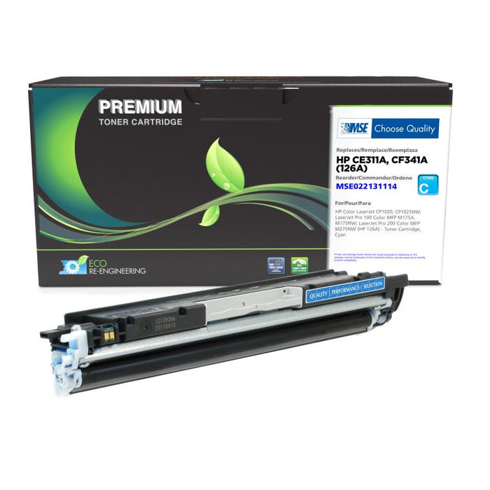 MSE Remanufactured Cyan Toner Cartridge for HP 126A (CE311A)