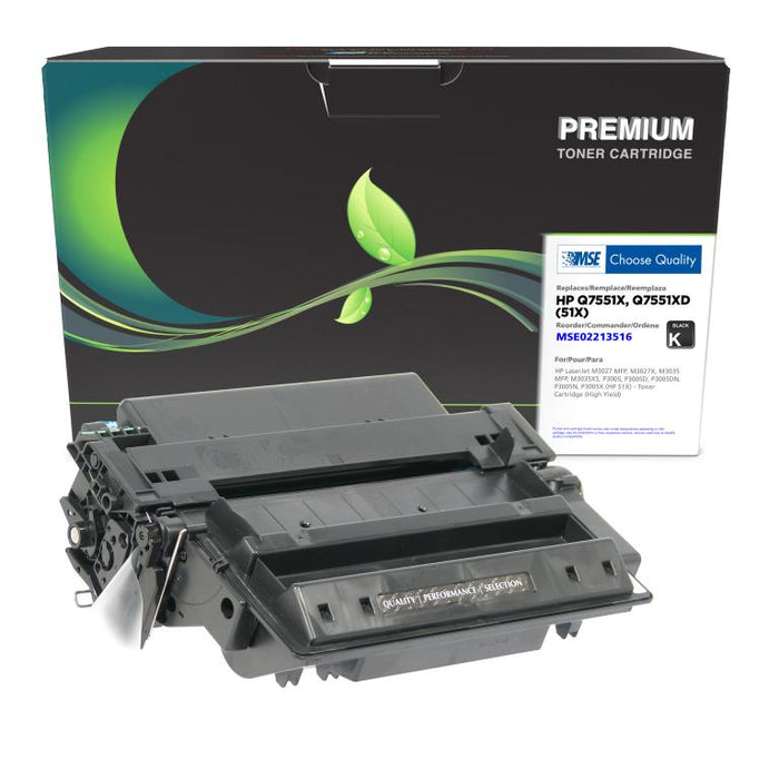 MSE Remanufactured High Yield Toner Cartridge for HP 51X (Q7551X)