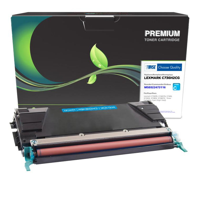 MSE Remanufactured High Yield Cyan Toner Cartridge for Lexmark C736/X736/X738