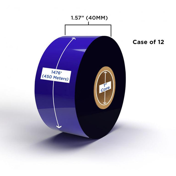 Clover Imaging Non-OEM New Resin Ribbon 40mm x 450M (12 Ribbons/Case) for Zebra Printers