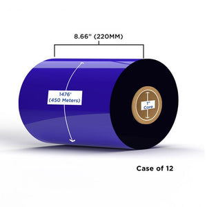 Enhanced Resin Ribbon 220mm x 450M (12 Ribbons/Case) for Zebra Printers