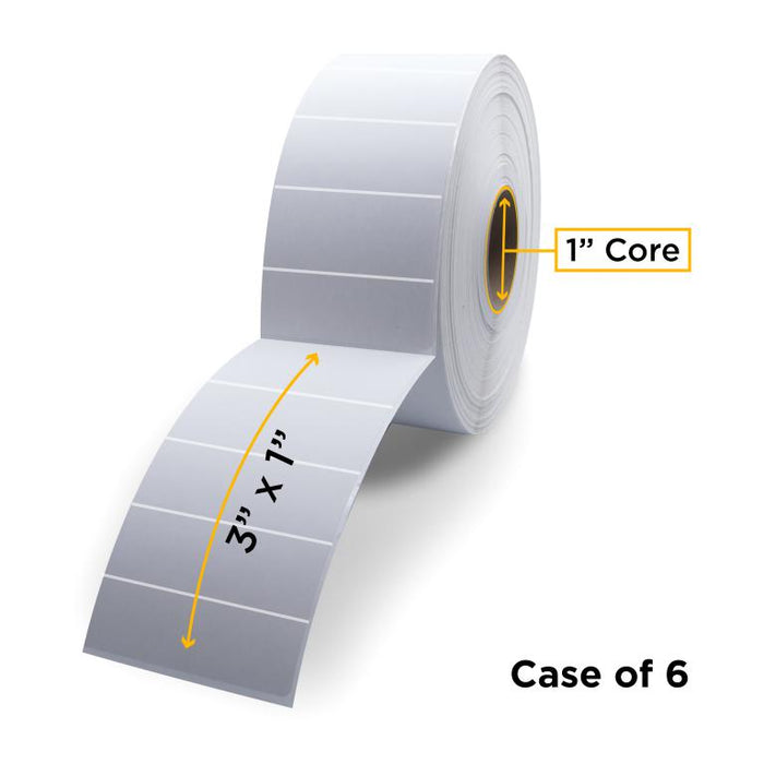 Clover Imaging Non-OEM New Thermal Transfer Label Roll 1.0" ID x 5.0" Max OD for Desktop Barcode Printers