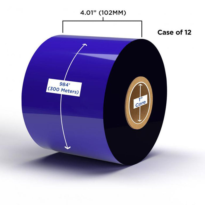 Clover Imaging Non-OEM New Wax Ribbon 102mm x 300M (12 Ribbons/Case) for Zebra Printers