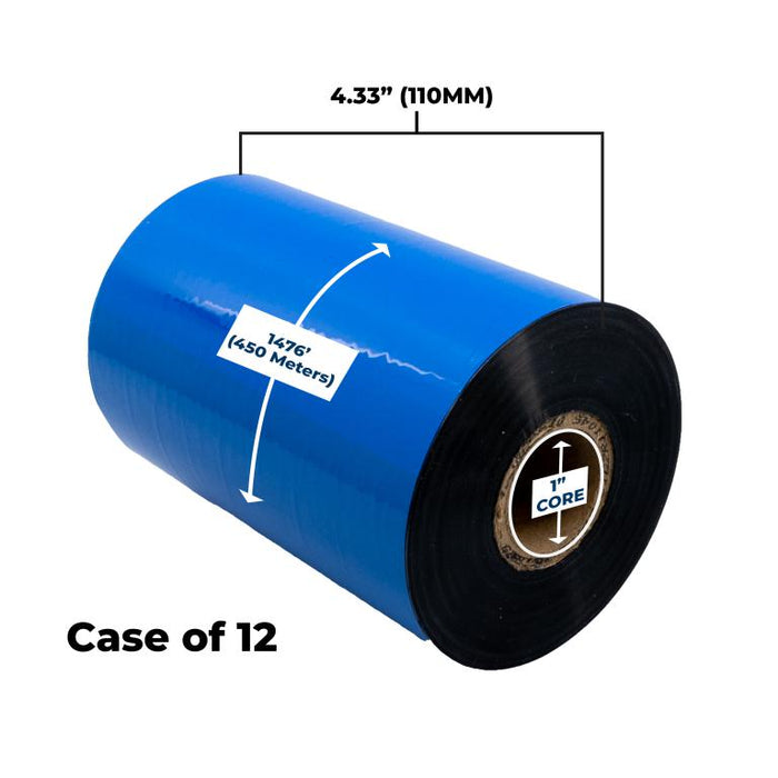 Clover Imaging Non-OEM New Wax/Resin Ribbon 110mm x 450M (12 Ribbons/Case) for Zebra Printers
