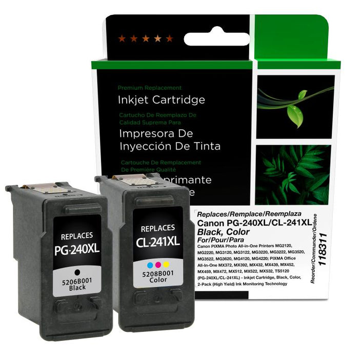 Clover Imaging Remanufactured High Yield Black, Color Ink Cartridges for Canon PG-240XL/CL-241XL 2-Pack