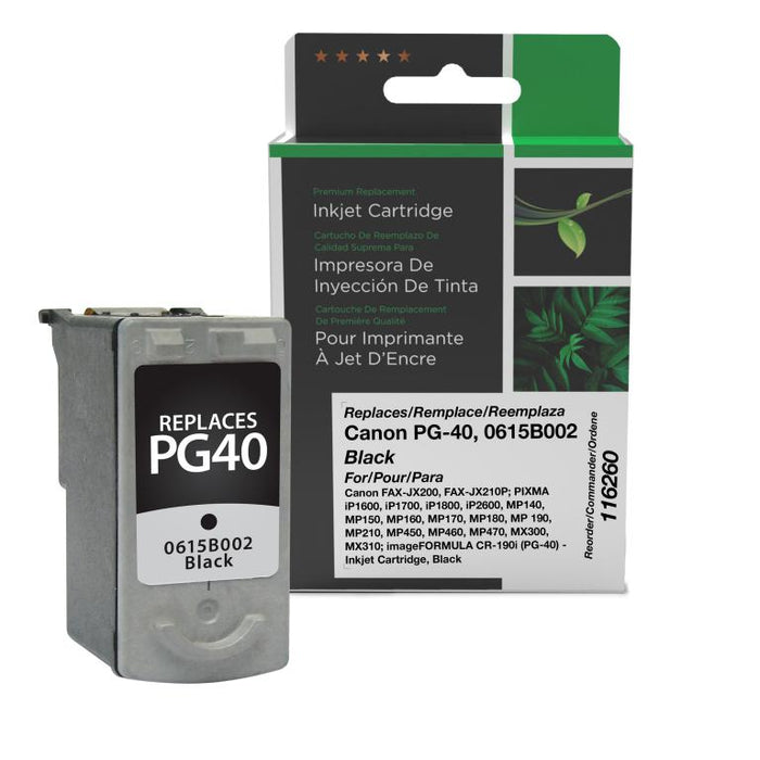 Clover Imaging Remanufactured Black Ink Cartridge for Canon PG-40 (0615B002)