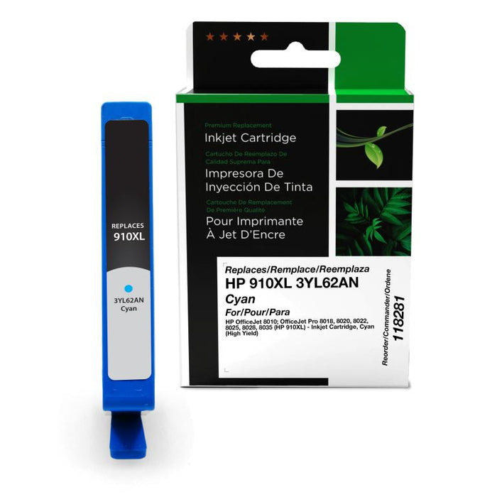 Clover Imaging Remanufactured High Yield Cyan Ink Cartridge for HP 910XL (3YL62AN)