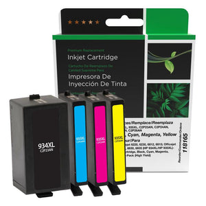 High Yield Black, Cyan, Magenta, Yellow Ink Cartridges for HP 934XL/HP 935XL (6ZA02AN) 4-Pack