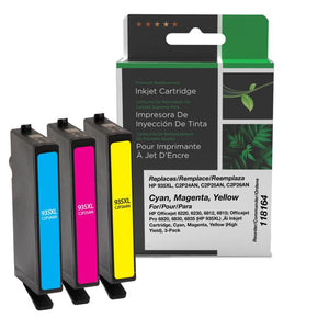 High Yield Cyan, Magenta, Yellow Ink Cartridges for HP 935XL (F6U05BN) 3-Pack