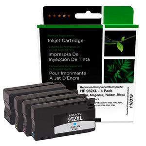 High Yield Black, Cyan, Magenta, Yellow Ink Cartridges for HP 952XL 4-Pack