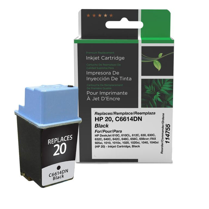 Clover Imaging Remanufactured Black Ink Cartridge for HP 20 (C6614DN)