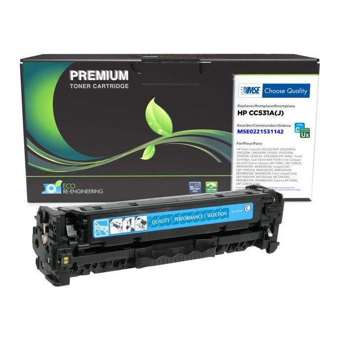 MSE Remanufactured Extended Yield Cyan Toner Cartridge for HP CC531A