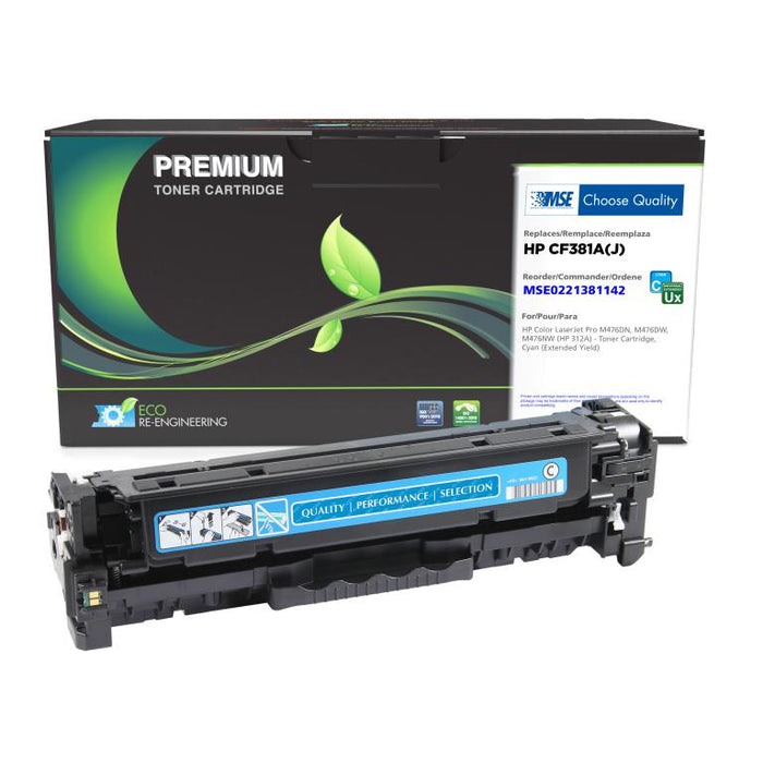 MSE Remanufactured Extended Yield Cyan Toner Cartridge for HP CF381A