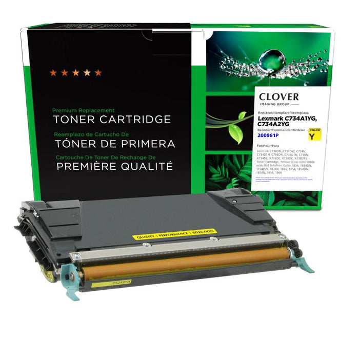 Clover Imaging Remanufactured Yellow Toner Cartridge for Lexmark C734/C736/X734